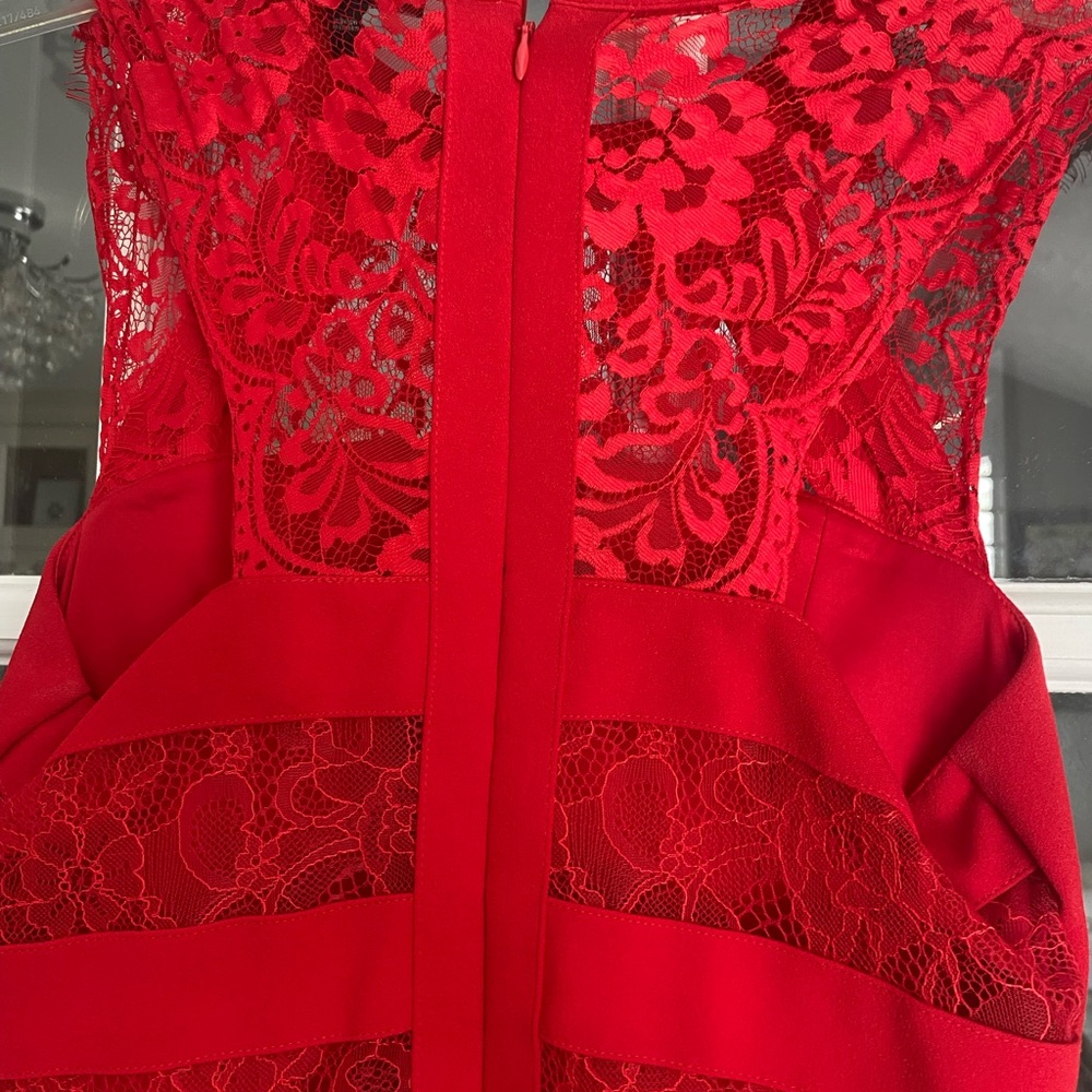 Express Red Backless Lace Dress